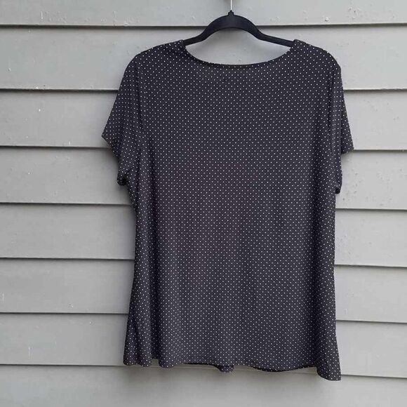 Chaps Black White Polka Dot Knit Top size 1X - Picture 2 of 8